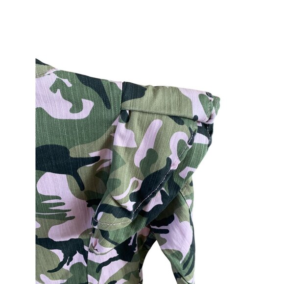 Kroix Womens Size Small Camo Ruffle Shoulder Flare Hem Full Zip Jacket Coat y2k - Picture 6 of 6